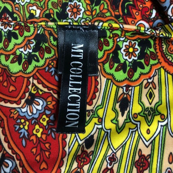 MT Collection Dress Womens Sz Large Colorful Paisley Stretchy Sleeveless V Neck - Picture 5 of 8